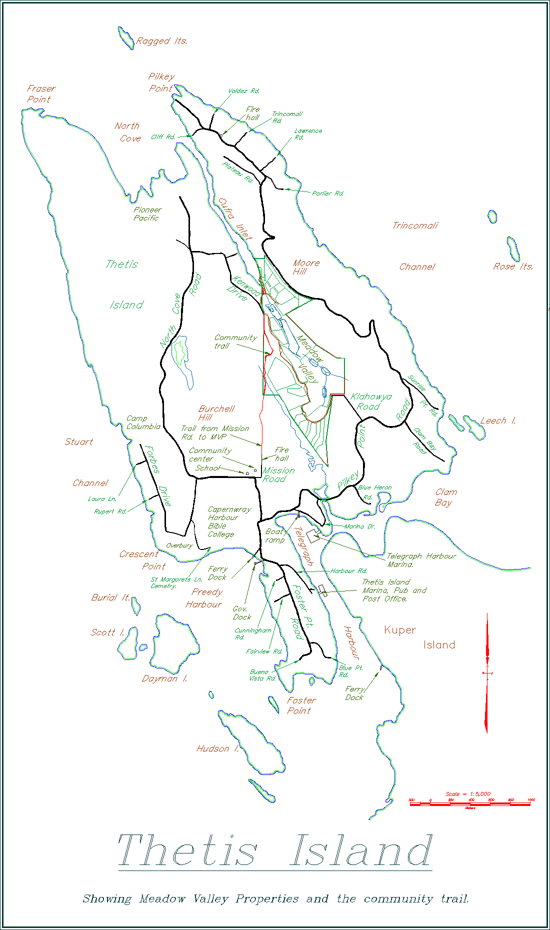 map of thetis with roads and features etc.